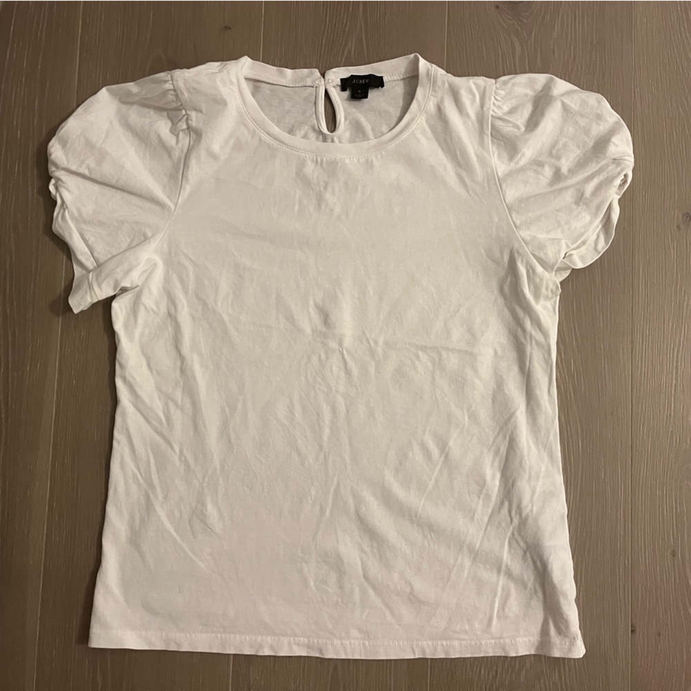 White Puff Sleeve Top J CREW